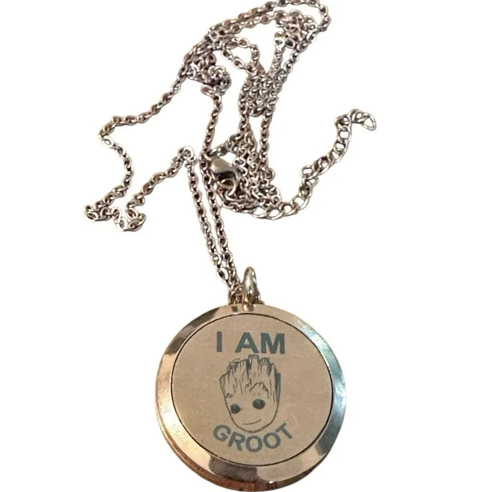 I Am Groot Aromatherapy Diffuser Necklace Gold Tone 28 in‎